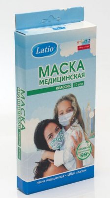 Купить маска медицинская latio классик на резинках, 10 шт в Бору