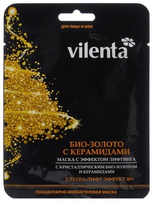 Купить vilenta (вилента) маска для лица и шеи тканевая эффект лифтинга с био-золотом керамиды в Бору