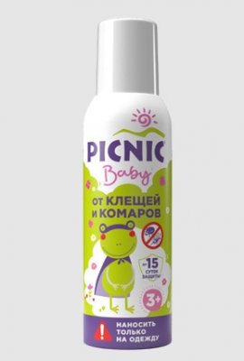 Купить пикник (picnic) baby аэрозоль от клещей и комаров, 125мл  в Бору