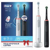 Купить oral-b (орал-би) электрическая зубная щетка 3772 с зарядным устройством 3757 белая+черная pro 3 d505.523.3н, 2шт. в Бору