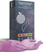 Купить перчатки benovy смотровые нитриловые нестерильные неопудренные текстурные с однократной хлорацией размер m, 100 шт, розовые в Бору